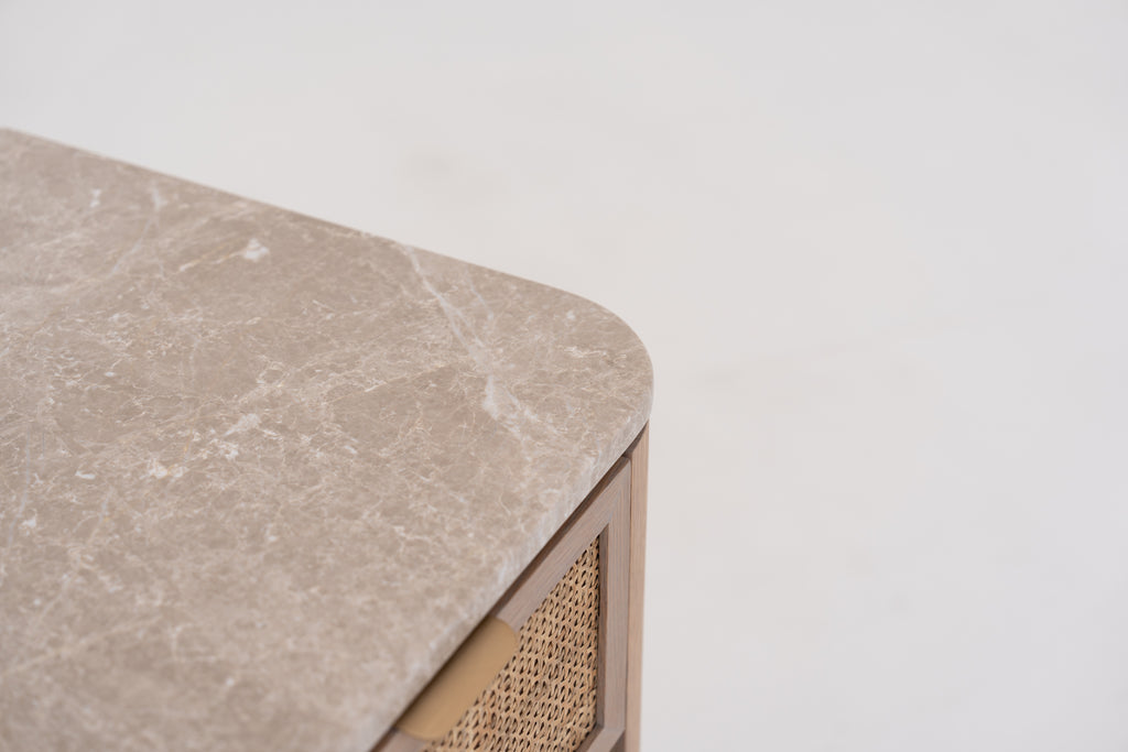 Sorrento Marble & Oak Nightstand Perspective View 10