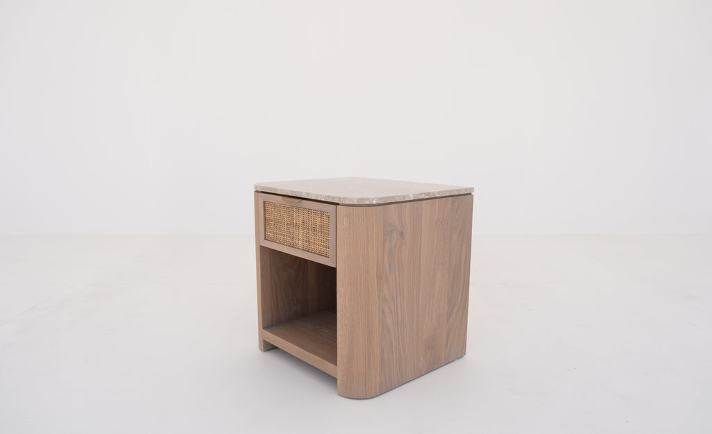 Sorrento Marble & Oak Nightstand Perspective View 4