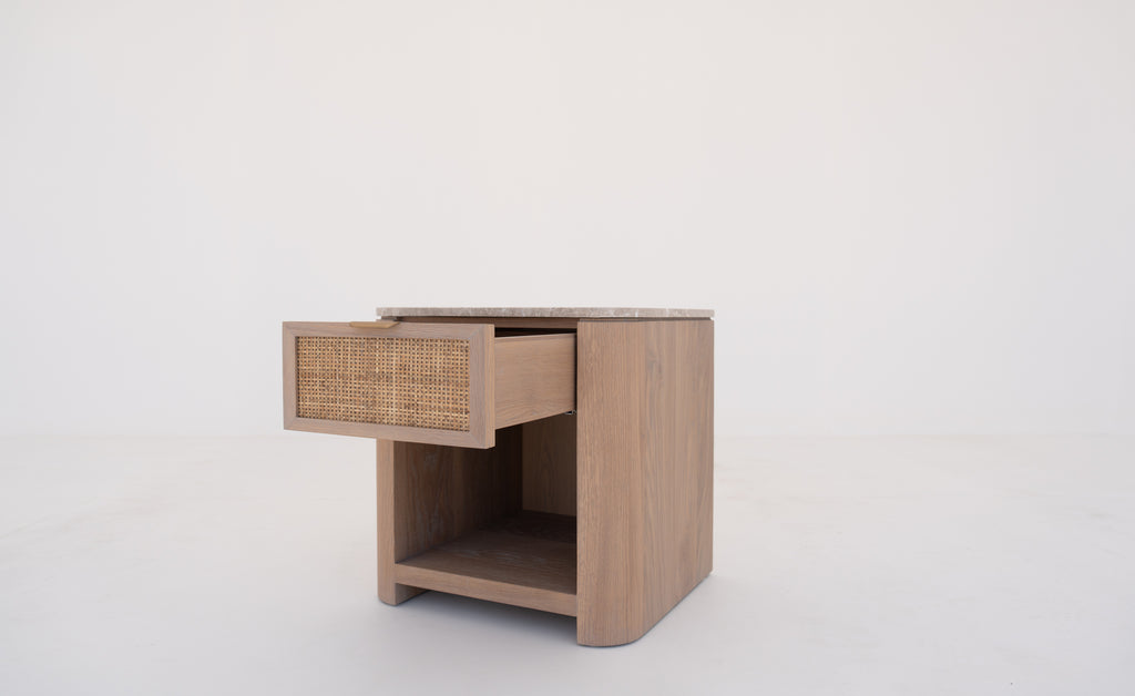 Sorrento Marble & Oak Nightstand Perspective View 5