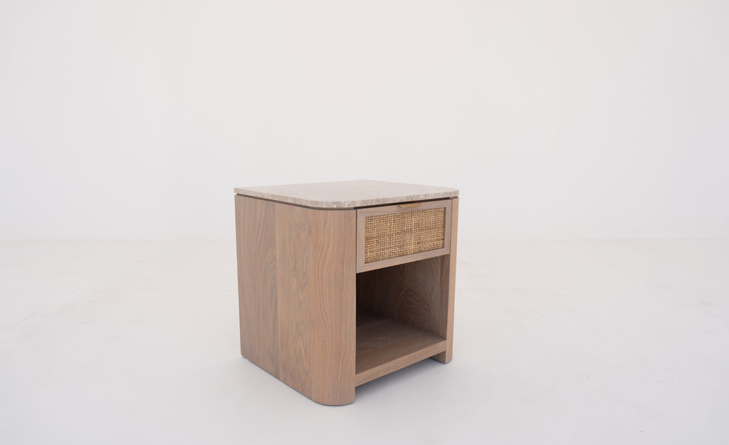 Sorrento Marble & Oak Nightstand Perspective View 6