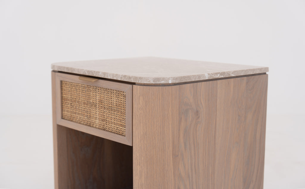 Sorrento Marble & Oak Nightstand Perspective View 9