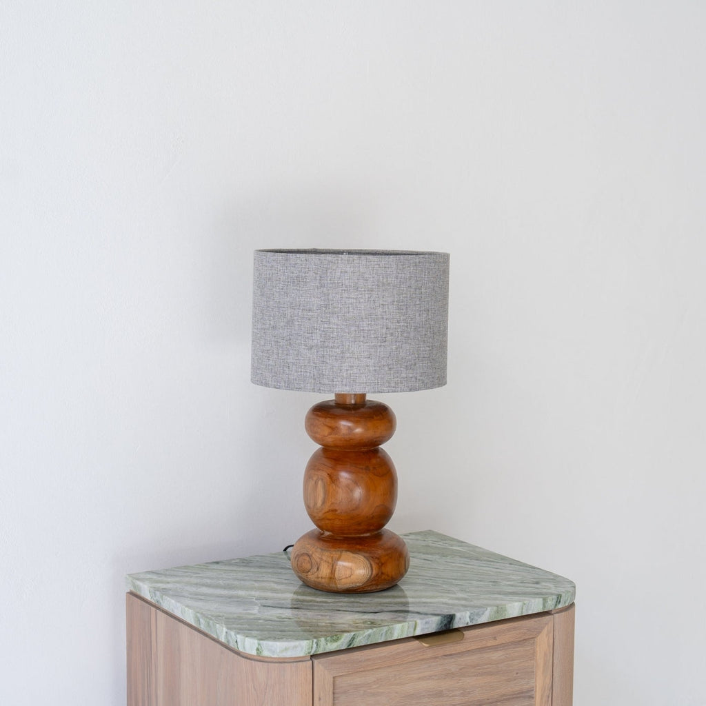 Stacked Teak Table Lamp Perspective View 01