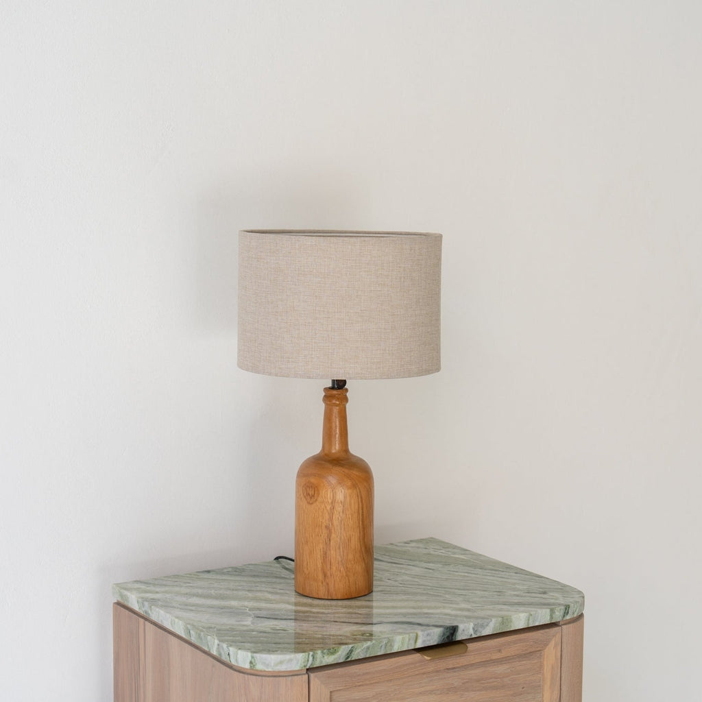 Teak Carafe Table Lamp Perspective View 1