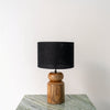 Teak Drum Shade Table Lamp Front_PerspectiveView 1