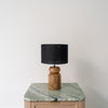 Teak Drum Shade Table Lamp Front Perspective View 2