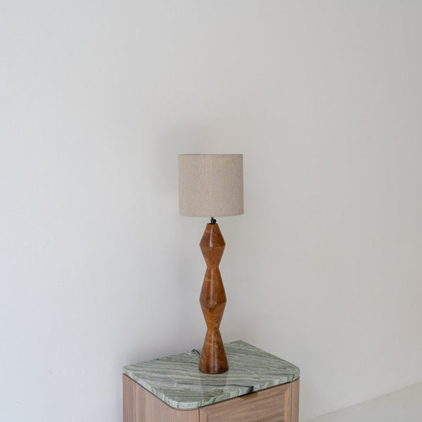 Teak Hourglass Table Lamp Perspective View 1
