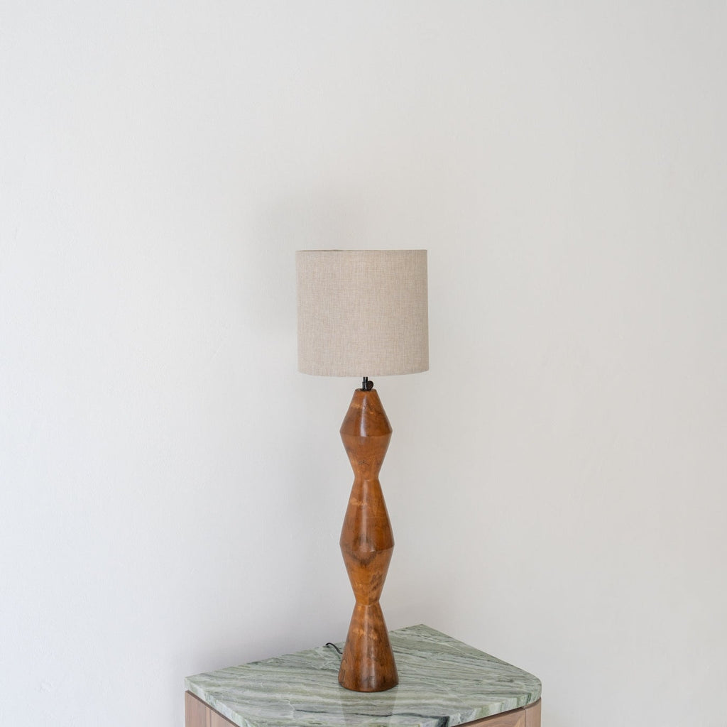 Teak Hourglass Table Lamp Perspective View 2