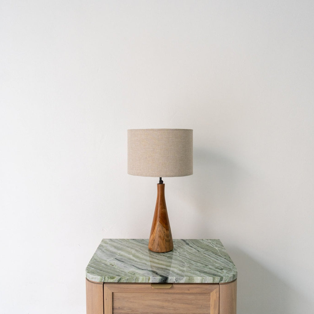 Teak Spire Table Lamp Front Perspective View 1