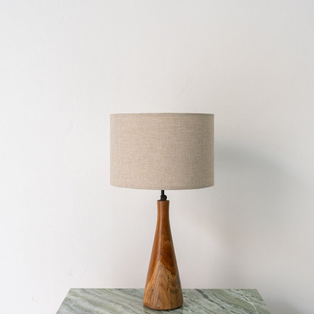 Teak Spire Table Lamp Front Perspective View 3