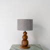Teak Stacked Orb Table Lamp Front Perspective View 2