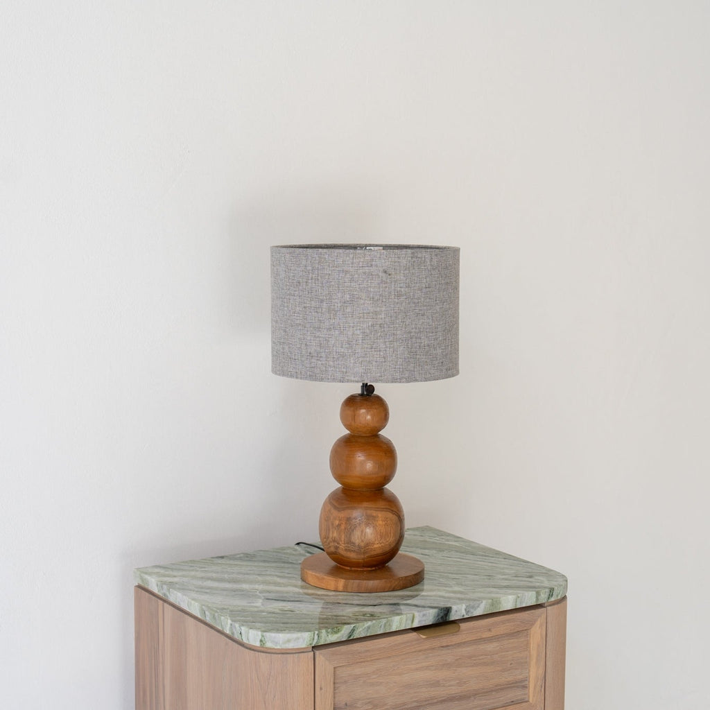 TeakStacked Orb Table Lamp Perspective View 1
