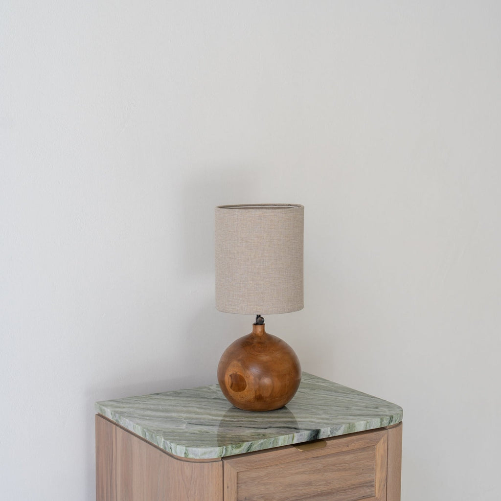 Teak Globe Table Lamp Perspective View 1