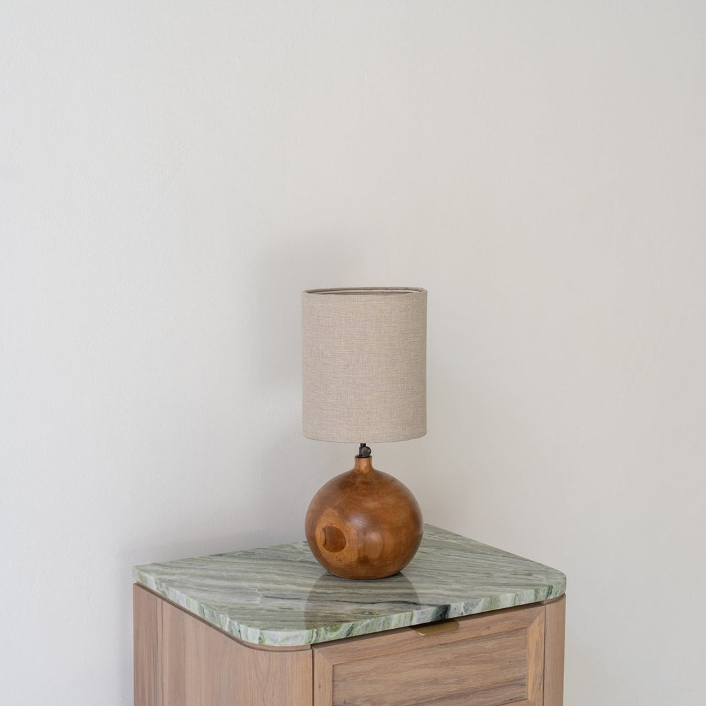 Teak Globe Table Lamp Perspective View 2