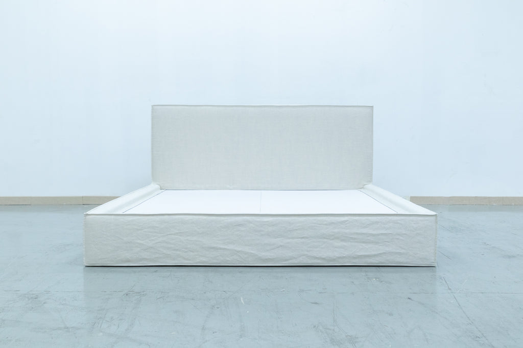 The Minimalist Slipcovered Linen Bed