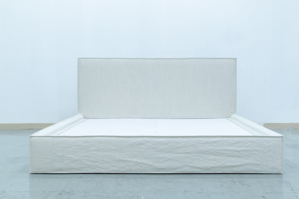 The Minimalist Slipcovered Linen Bed Front view 2
