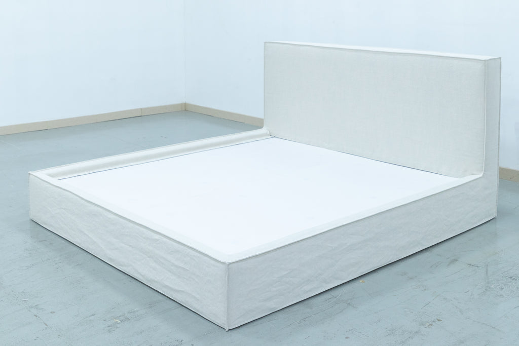 The Minimalist Slipcovered Linen Bed Side view 3