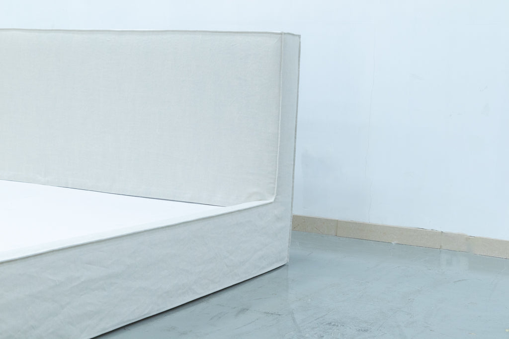 The Minimalist Slipcovered Linen Bed Side view 5