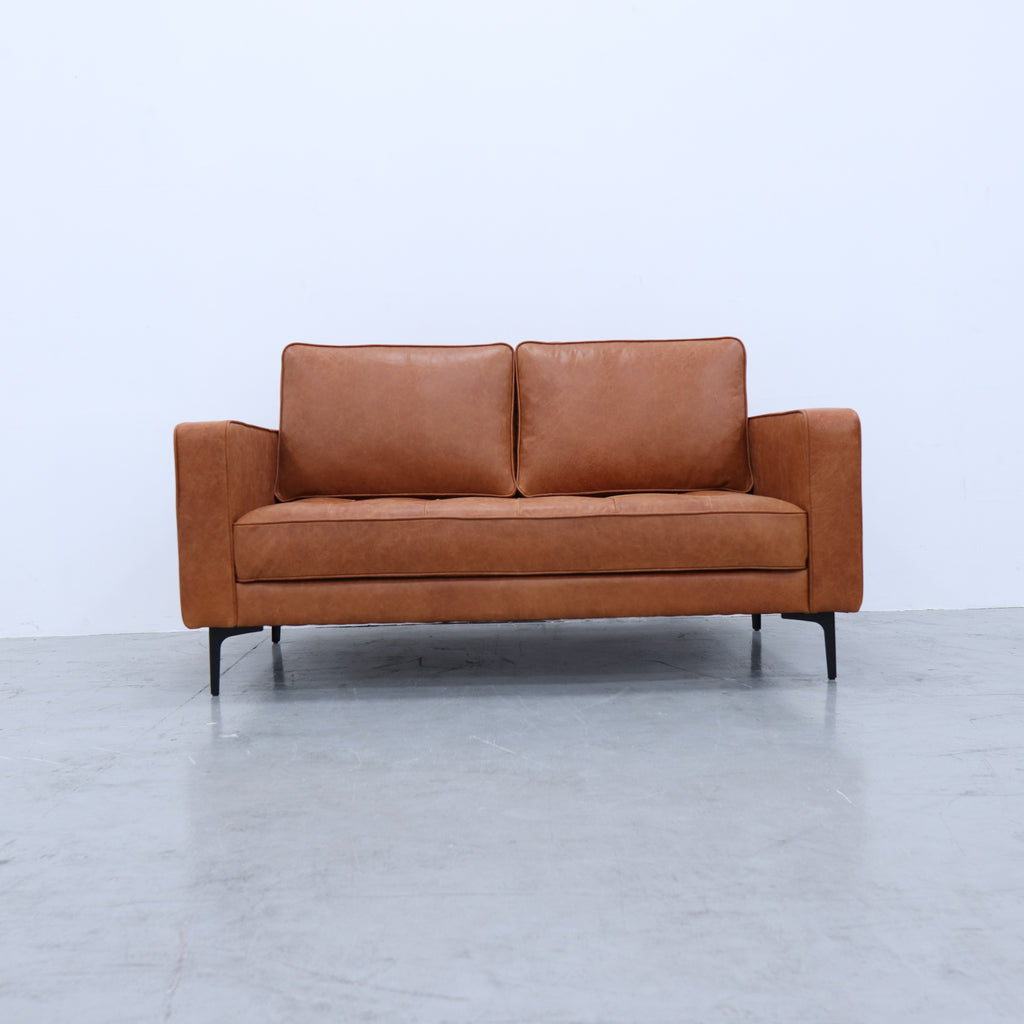 The Office Leather Sofa Front Perspective View 2