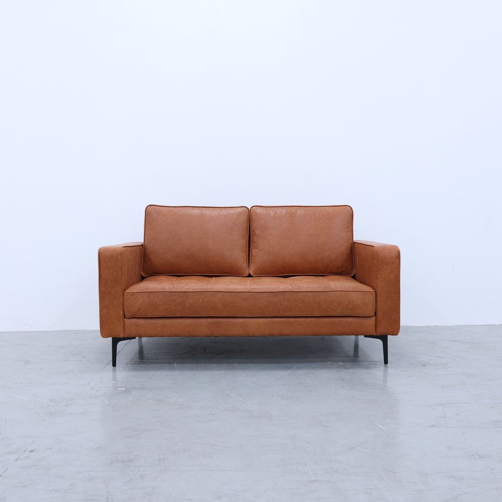The Office Leather Sofa Front Perspective View 3