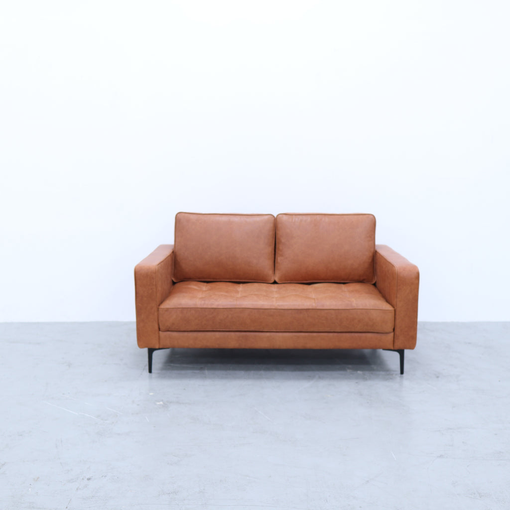 The Office Leather Sofa Front Perspective View 4