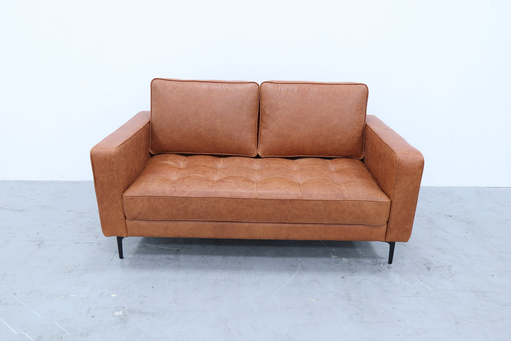 The Office Leather Sofa Front Perspective View 5