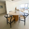 Travertine & Wood Dining Table Indoor View 2