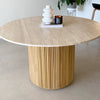 Travertine & Wood Dining Table Indoor View 5