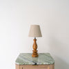Turned Teak Bedside Table Lamp Front Perspective View 1