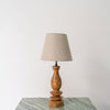 Turned Teak Bedside Table Lamp Front Perspective View 2