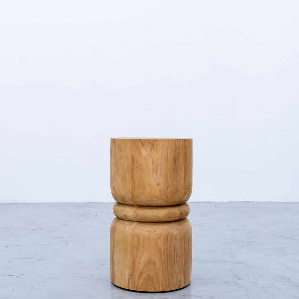Twirl Teak Side Table Front Perspective View 1