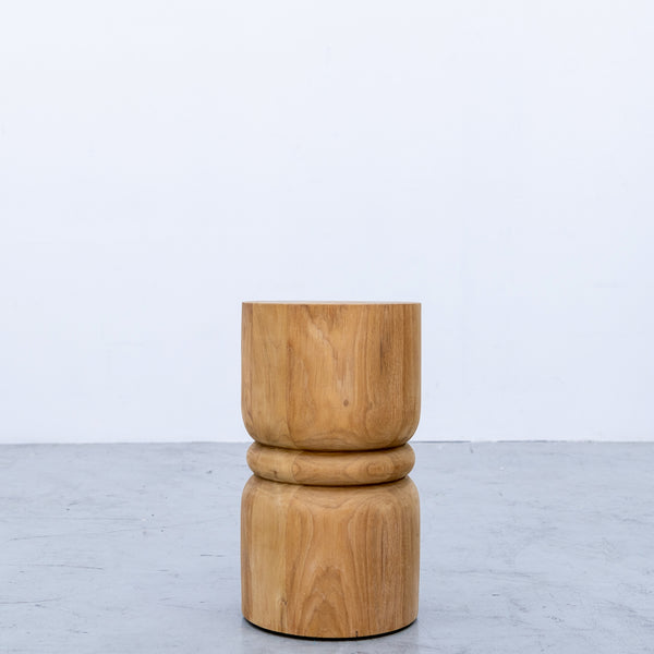 Twirl Teak Side Table Front Perspective View 1