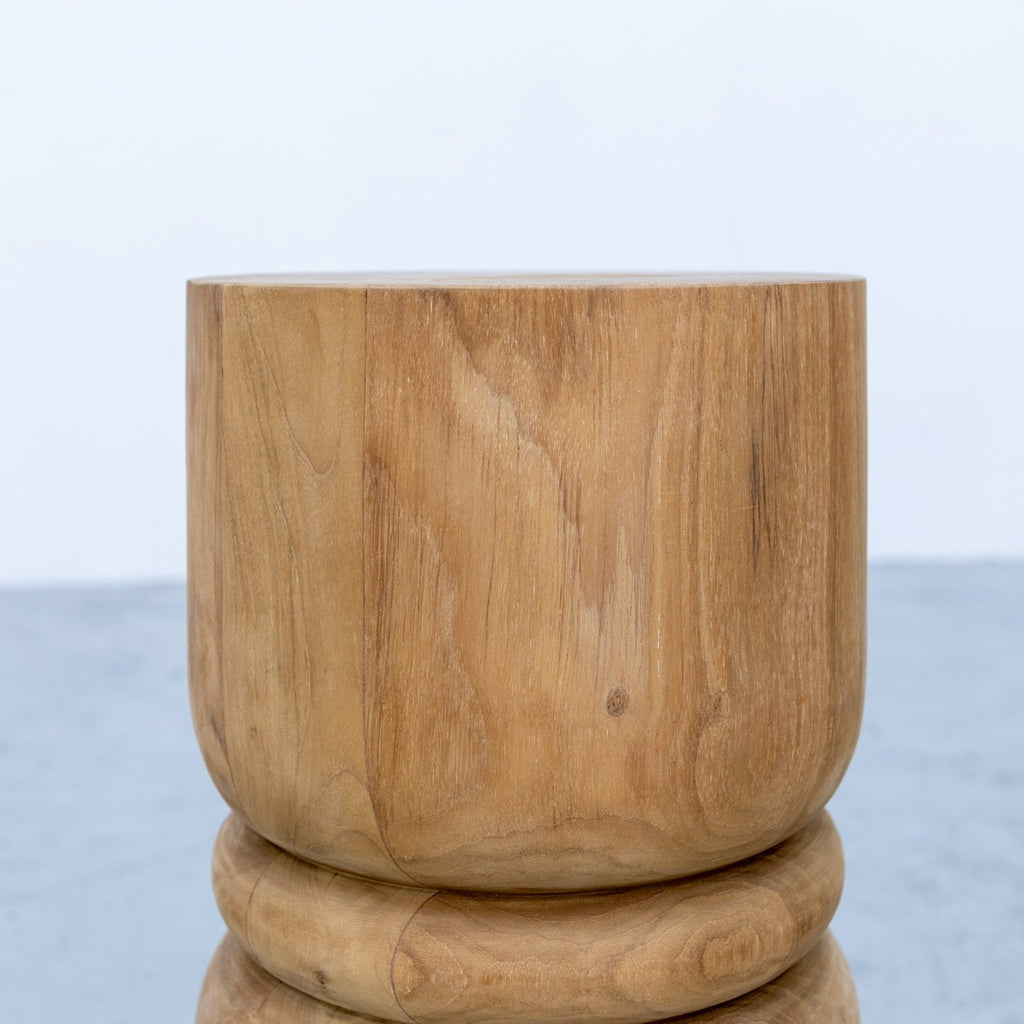Twirl Teak Side Table Front Perspective View 3