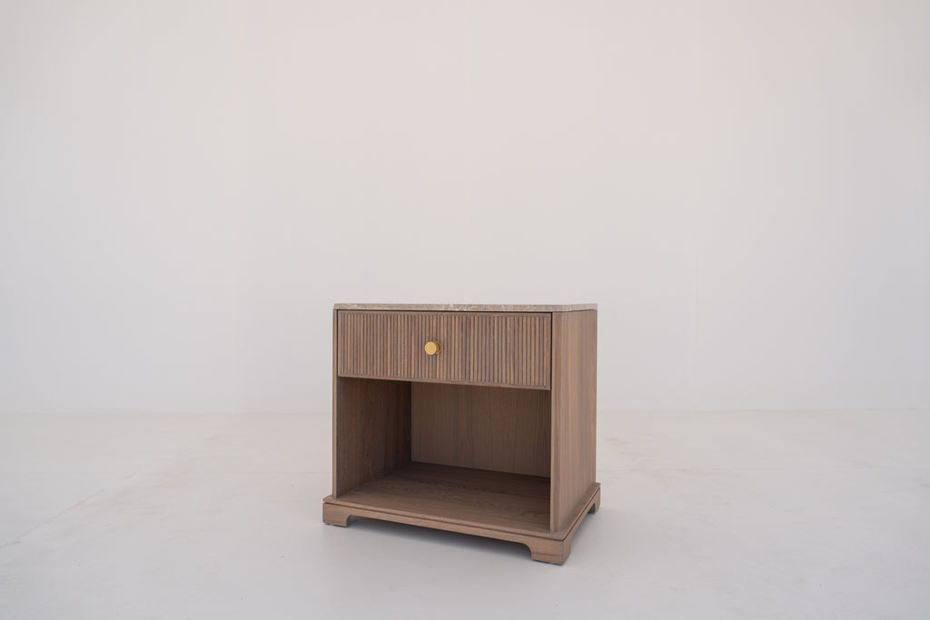 Valenza Marble & Oak Nightstand Perspective 1