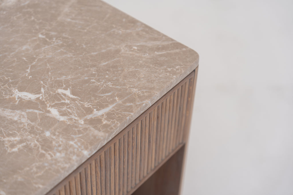 Valenza Marble & Oak Nightstand Perspective 11