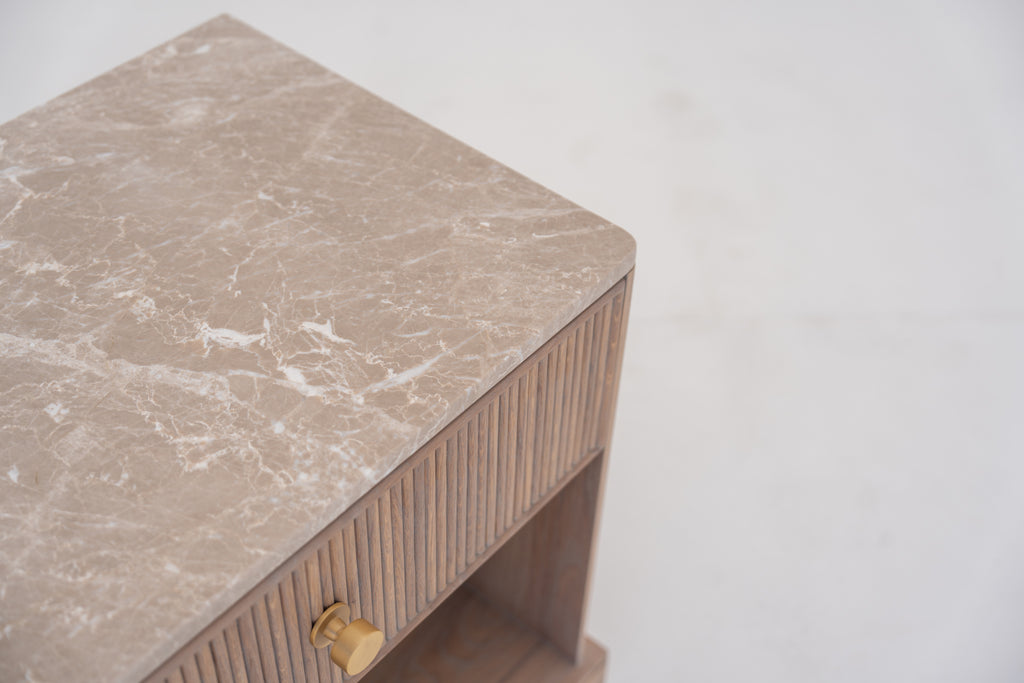 Valenza Marble & Oak Nightstand Perspective 12