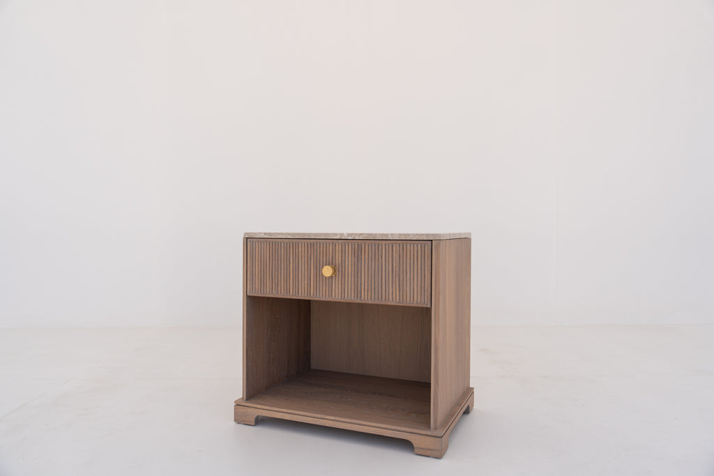 Valenza Marble & Oak Nightstand Perspective 2