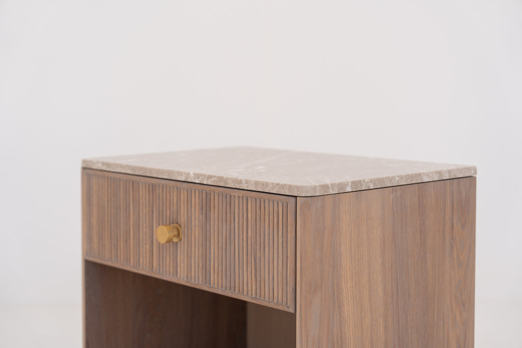 Valenza Marble & Oak Nightstand Perspective 9
