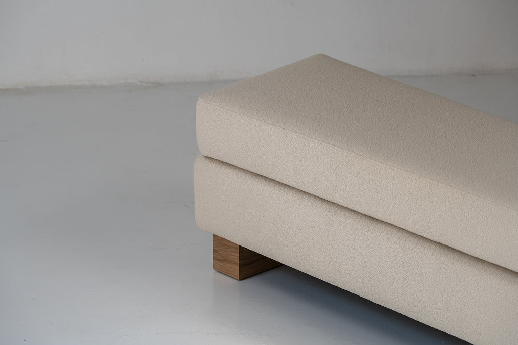 Vara Bouclé Upholstered Bench Detailed Top Fabric View 2