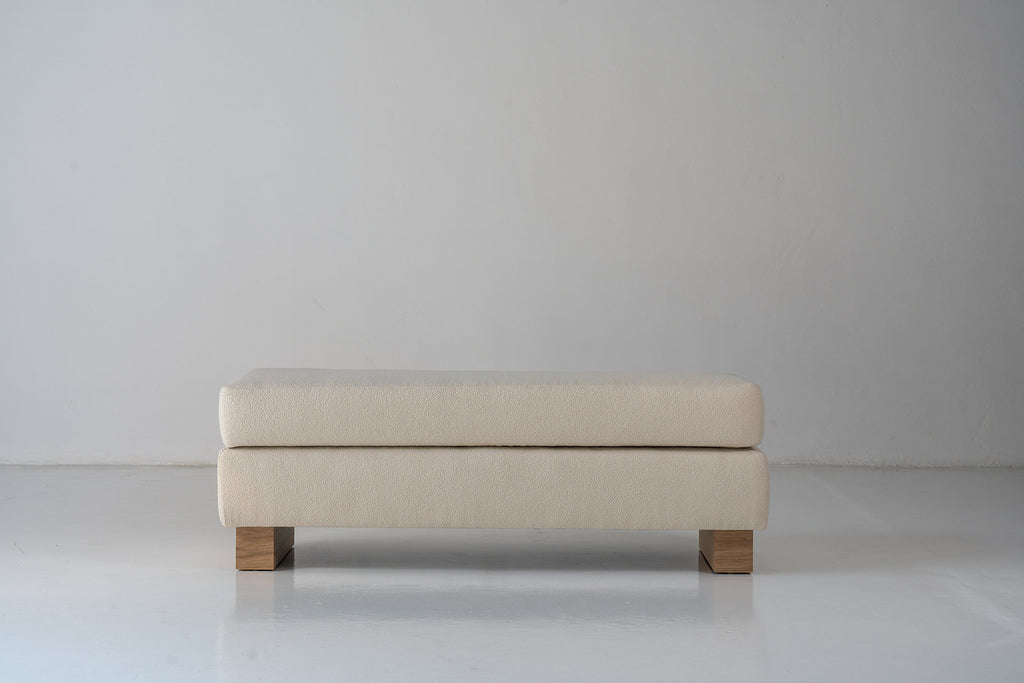 Vara Bouclé Upholstered Bench Front View 2