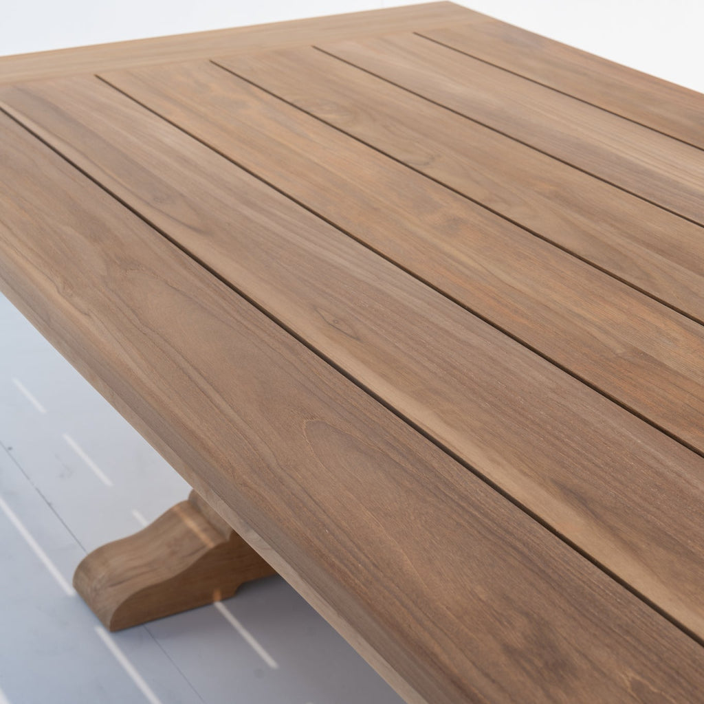 Vintage Manor Teak Dining Table Detailed Top Texture View 1