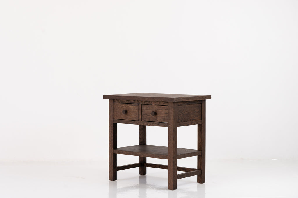 Vintage Oak Night Stand - Dark Roast Perspective View 2