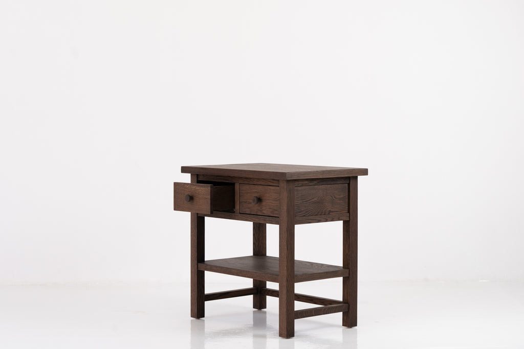 Vintage Oak Night Stand - Dark Roast Perspective View 3
