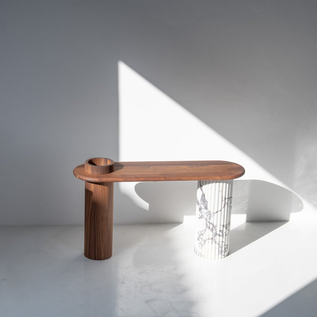 Viola Walnut Console Table Perspective View 1