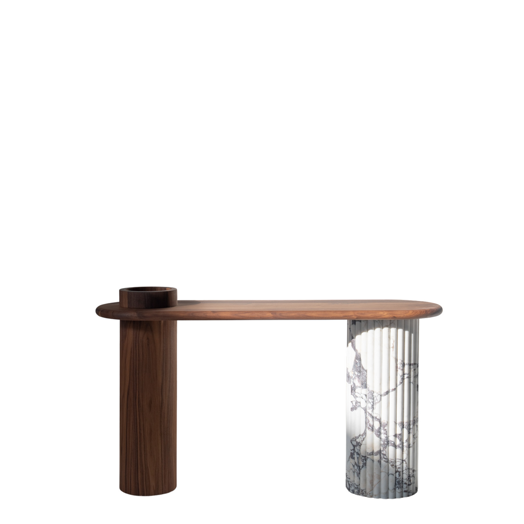 Viola Walnut Console Table White Background View 1