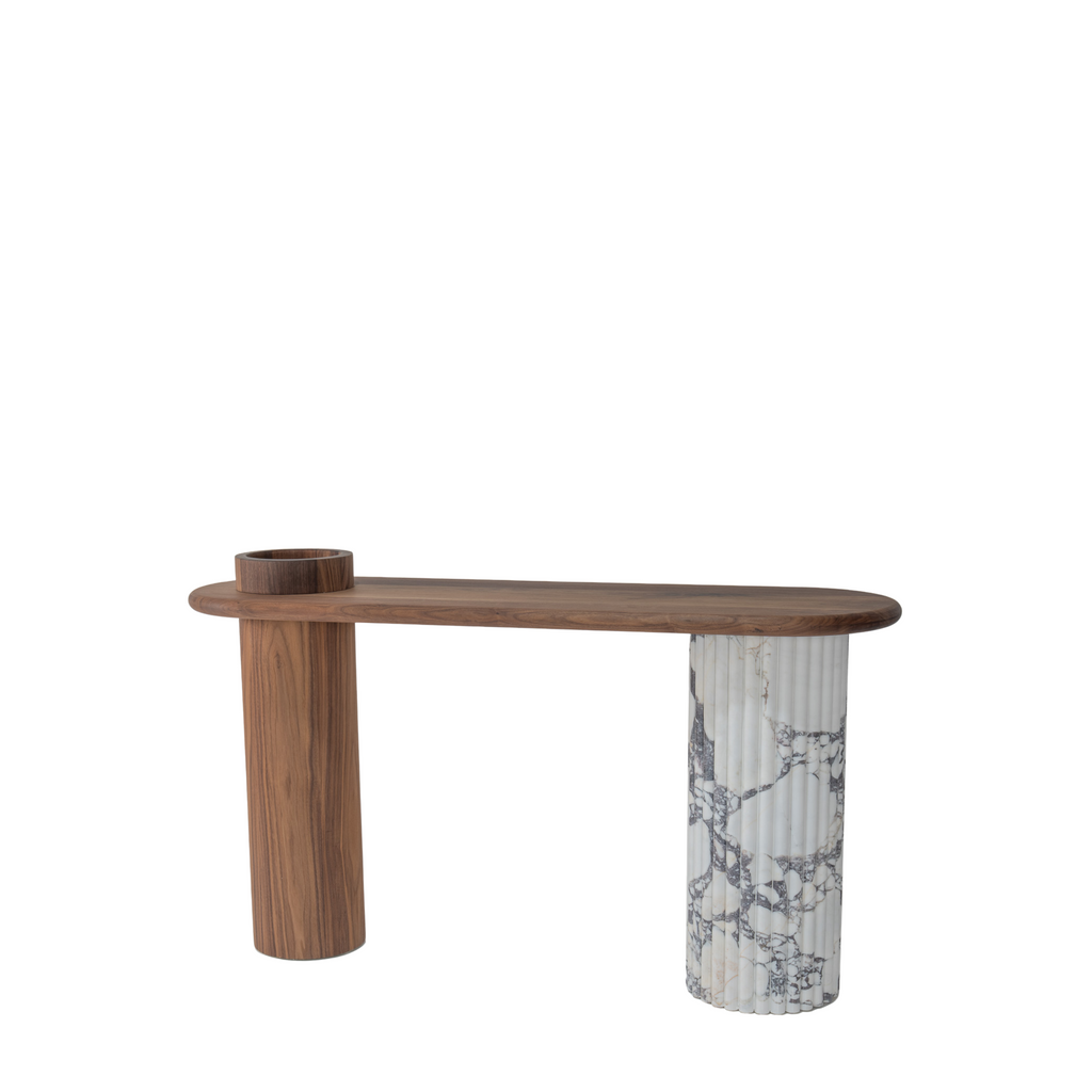 Viola Walnut Console Table White Background View 2