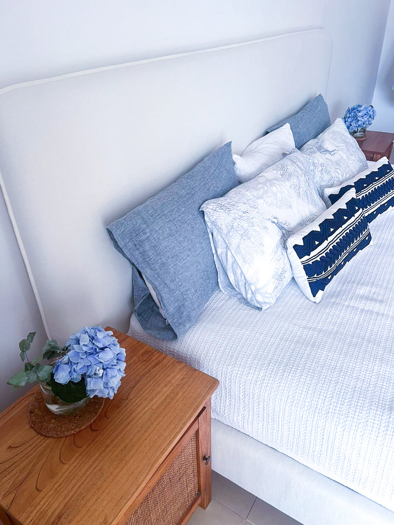 Zoe Linen & Oak Bed Side view 4