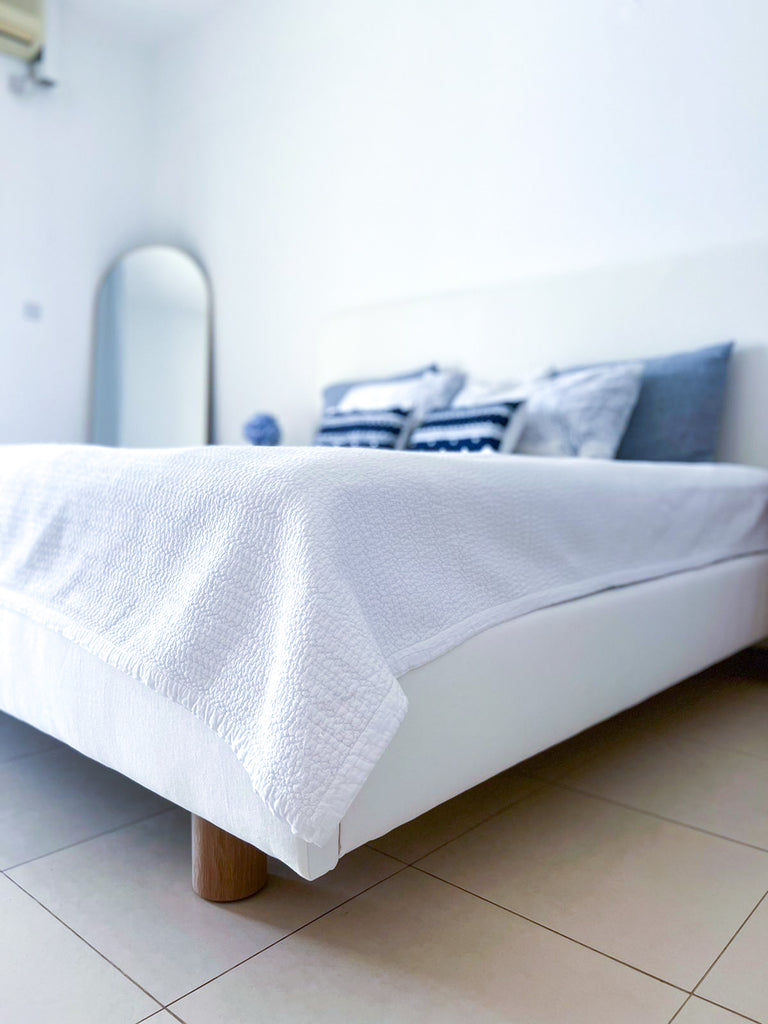 Zoe Linen & Oak Bed Side view 6