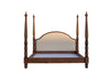 Super king four poster bed in walnut finish with acanthus-carved posts, straight-on view on white