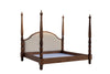 Side angle of the Williamsburg four poster bed with acanthus-carved posts and turned vase feet