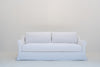 Belmont Belgian linen sofa with single bench seat and two loose back cushions